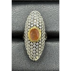 New Condition Sterling Silver Genuine Oregon Sunstone Ring Size 7.00 925